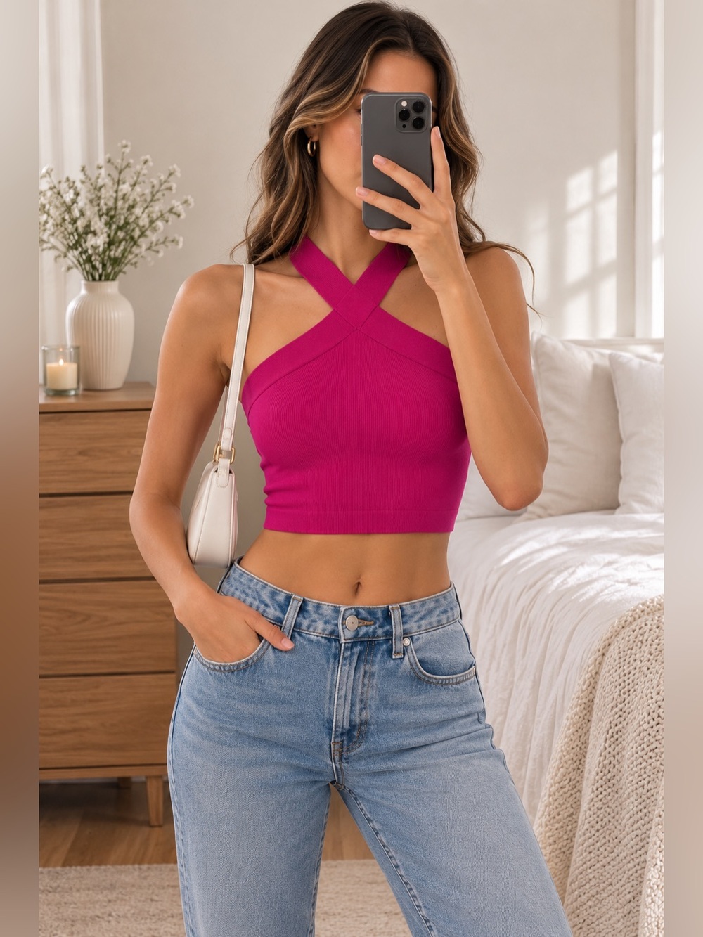 NWOT Babaton Sculpt Knit Criss Cross Cropped Tank (jersey stitch)